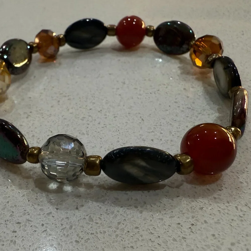 Mixed Materials Glass and Stone Bracelet